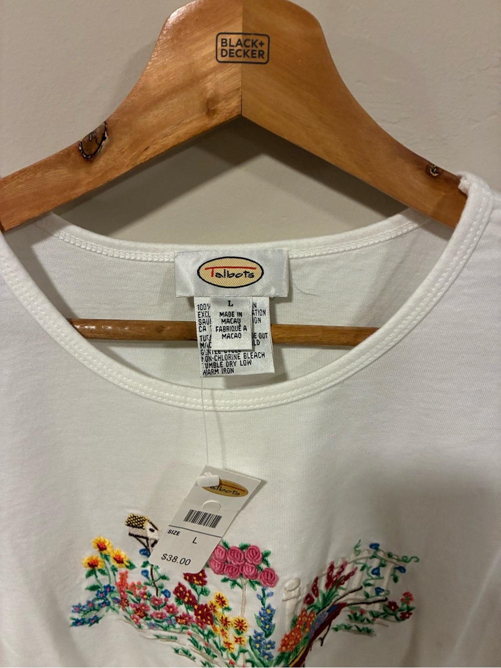 Talbots White Tee with Colorful Floral Embroidery - Picture 2 of 2